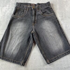 Vintage Stylo DNM Engineering Denim Shorts Mens 32 Black Gray Distressed 90s Y2K